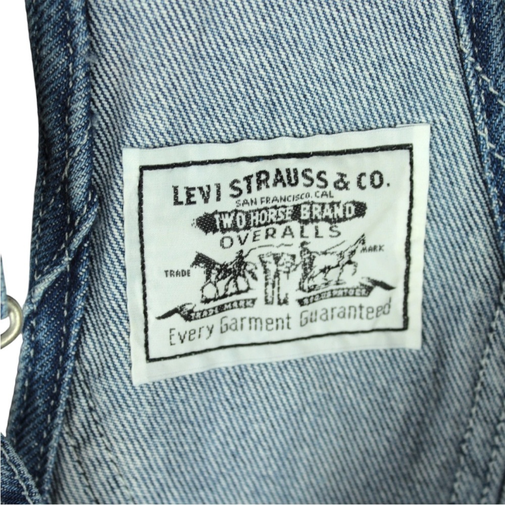 Levi’s Vintage Shortalls Denim Bib Overalls Two Horse Brand Women Size S Blue - Picture 7 of 13